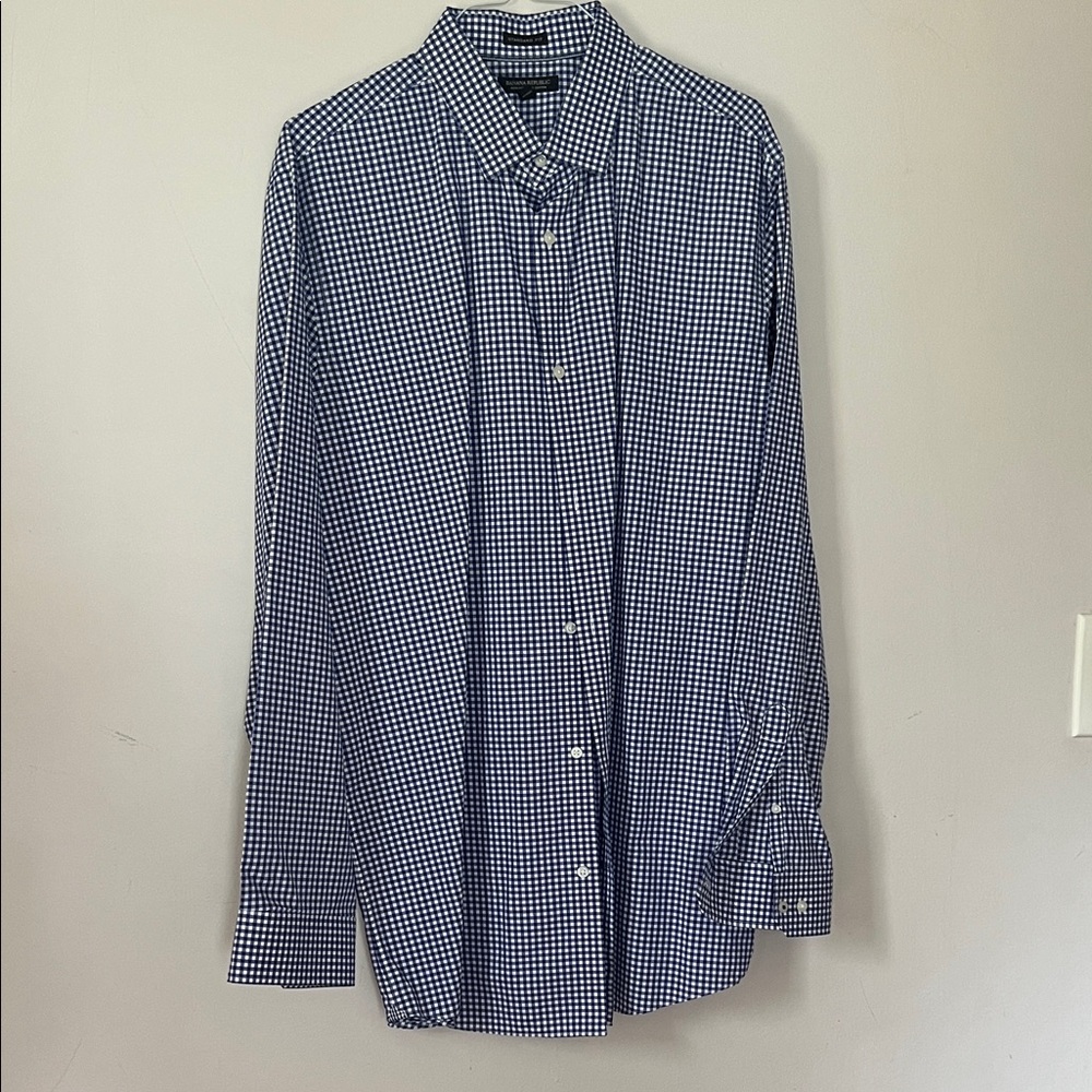 Banana Republic Navy Gingham Men's Shirt